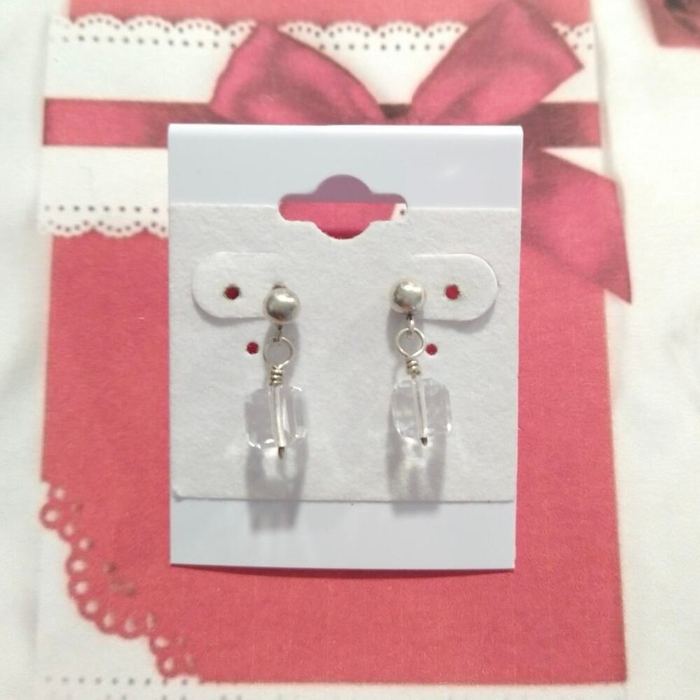 925 Sterling Silver Dangle Earrings White Quartz Beads Posts Jewelry Lot